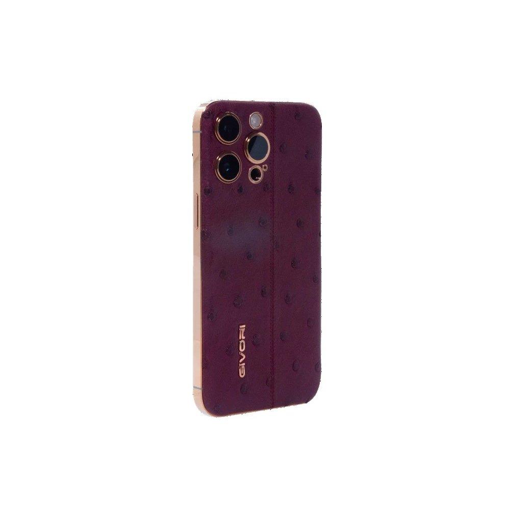 Givori iPhone 14 Pro Max Phone, 6GB RAM, 256GB, 6.7 inch, 18K Rose Gold Plated Frame - Ostrich Berry, Silver