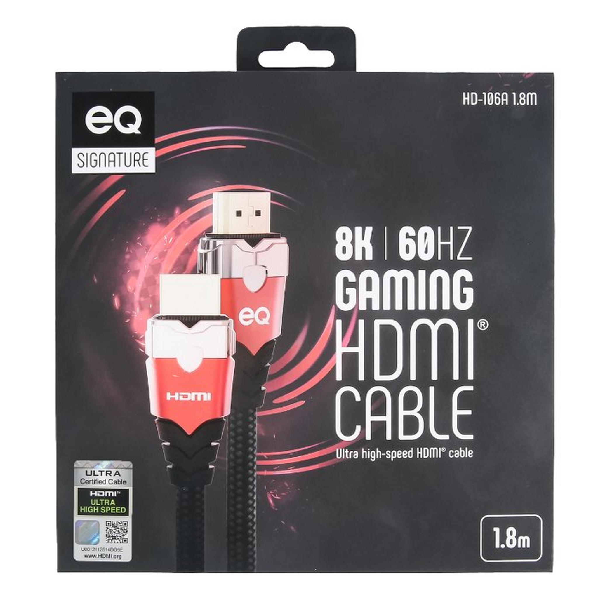 EQ 8K Gaming HDMI Cable, 1.8M, Up to 48Gbps, HD-106A - Black