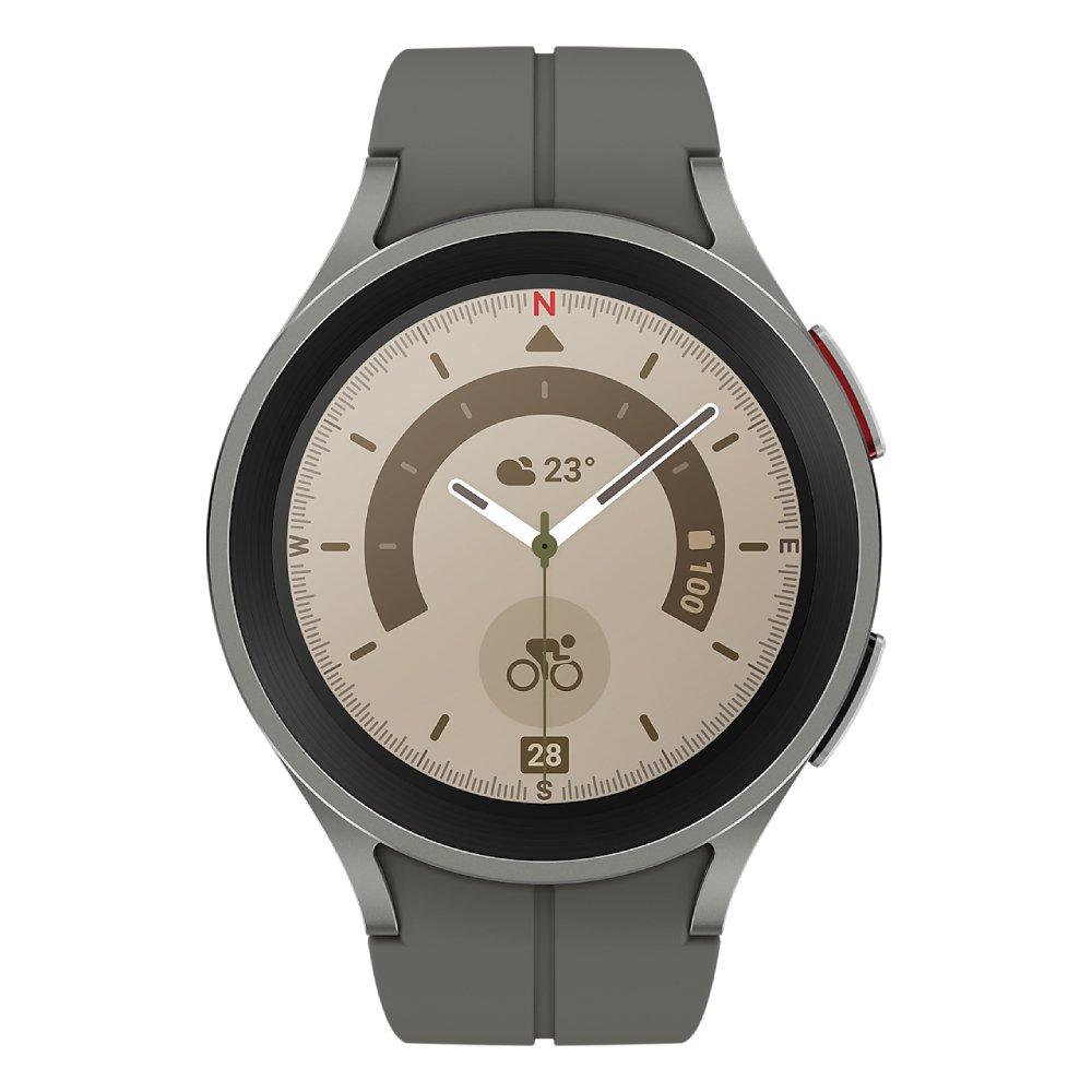 Samsung Galaxy Watch5 Pro LTE, 45mm, Titanium body, Silicon Strap, Premium & Robust  Starp - Grey