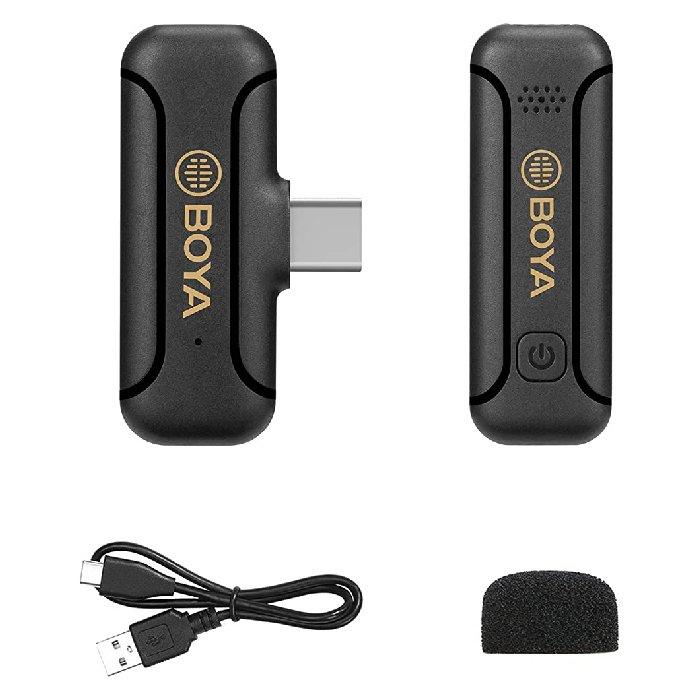 Boya 2.4GHZ Wireless Lavalier Microphone, USB-C Connector, BY-WM3T2-U1 - Black