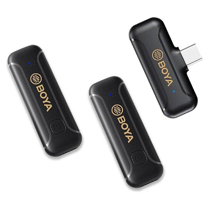 Boya Dual 2.4GHZ Wireless Lavalier Microphone, USB-C Connector, BY-WM3T2-U2 - Black