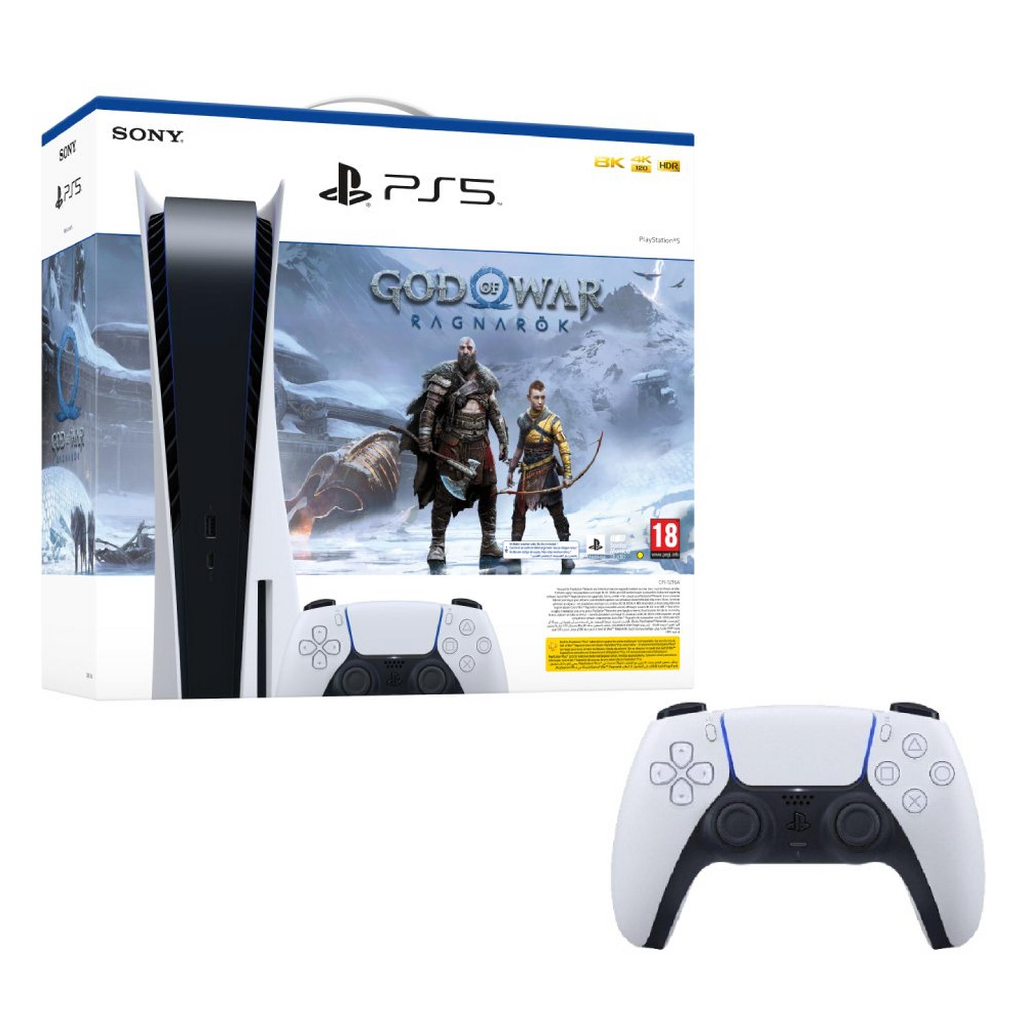 PlayStation 5 Disc Console + God of War: Ragnarok Voucher + Sony PS5 DualSense Wireless Controller