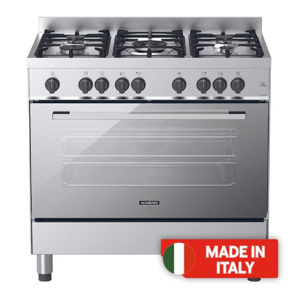 Buy Rosieres 5 burners cooker gas range, 90x60cm, rgg95hxlpg/1 – inox in Kuwait