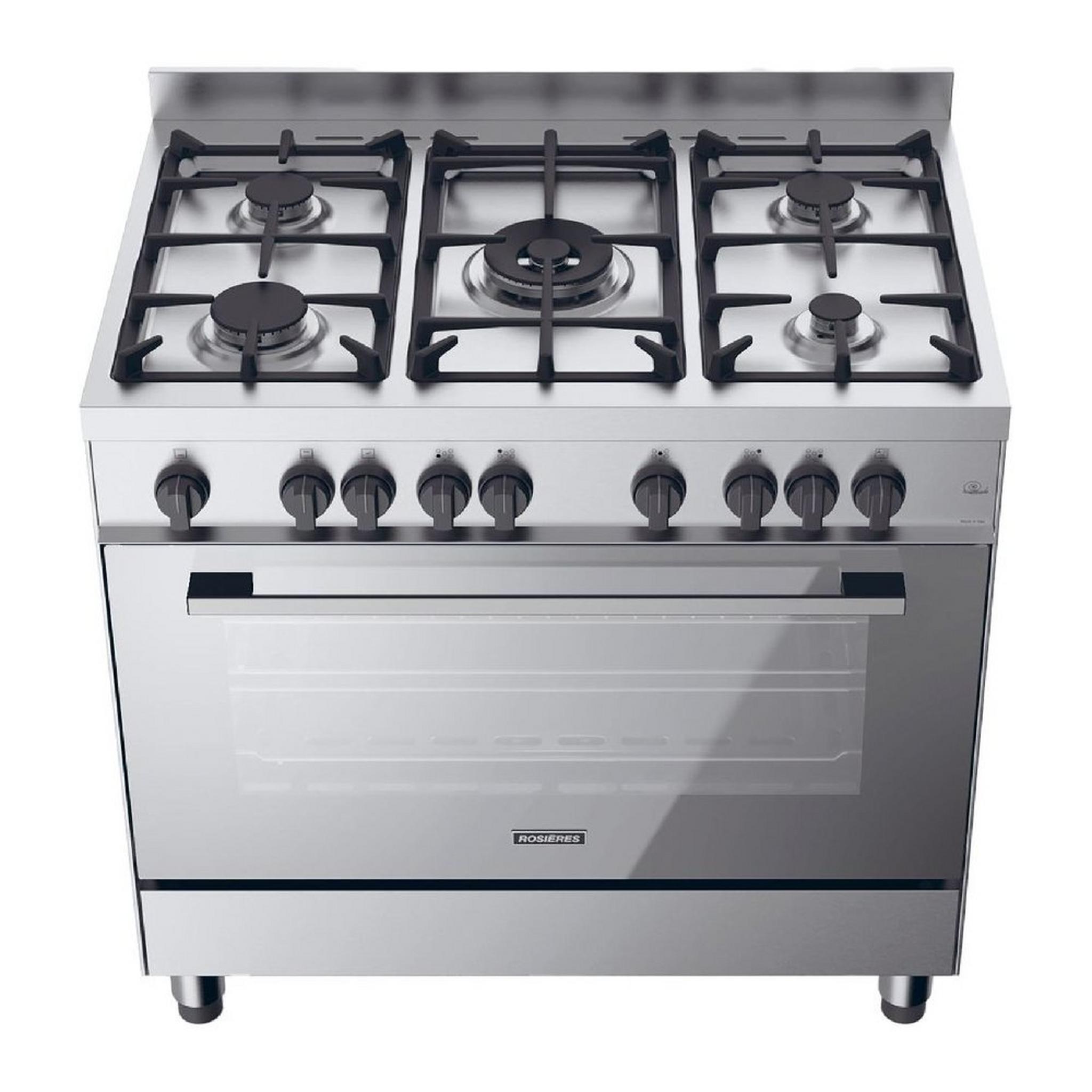ROSIERES 5 Burners Cooker Gas Range, 90X60cm, RGG95HXLPG/1 – Inox
