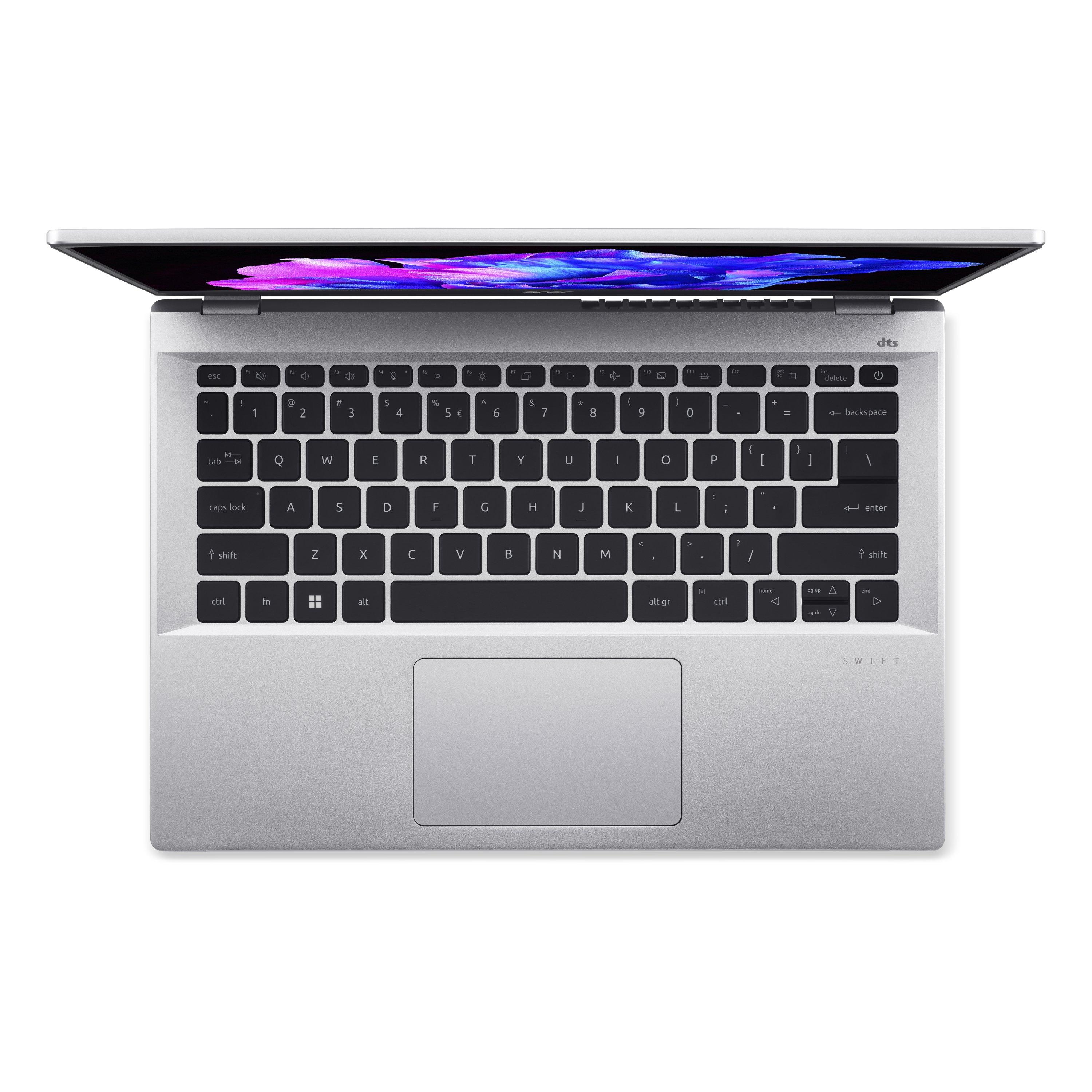 Acer Swift Go 14 Laptop, Intel Core i7, 16GB RAM, 512GB, Intel Graphics Iris X Shared, 14inch, Windows 11 Home, NX.KF6EM.002 SFG14-71-72FG - Silver