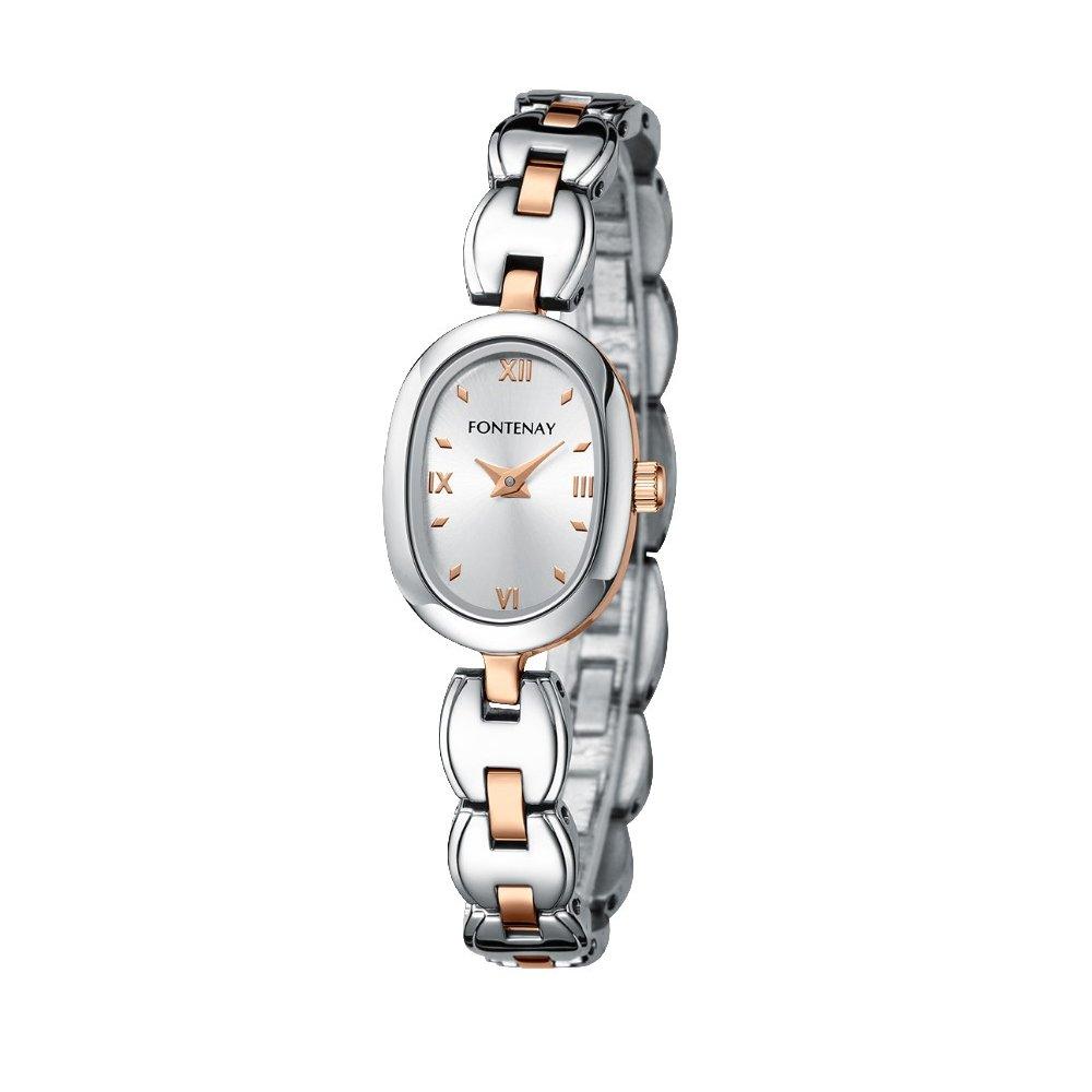Fontenay Paris Watch for Women, Analog, Stainless Steel Band, 17X23.4, 329WUD - Silver / Rose Gold