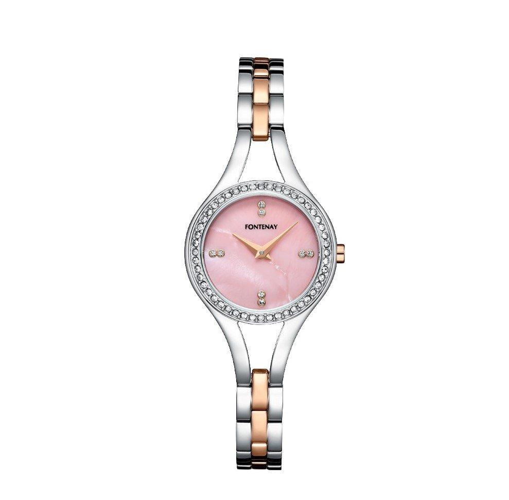 Fontenay Paris ladies watch, 27mm, Analog, Stainless Steel Strap, 331WUP – Silver / Rose Gold