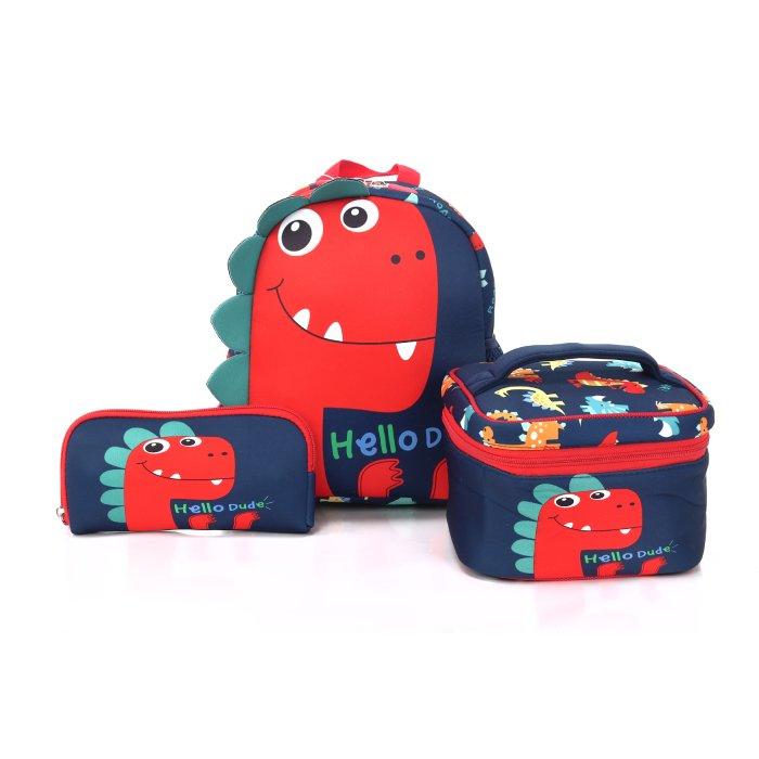 EQ Kids 3in1 Dino Small Backpack Set, KLB230212S - Navy/Red