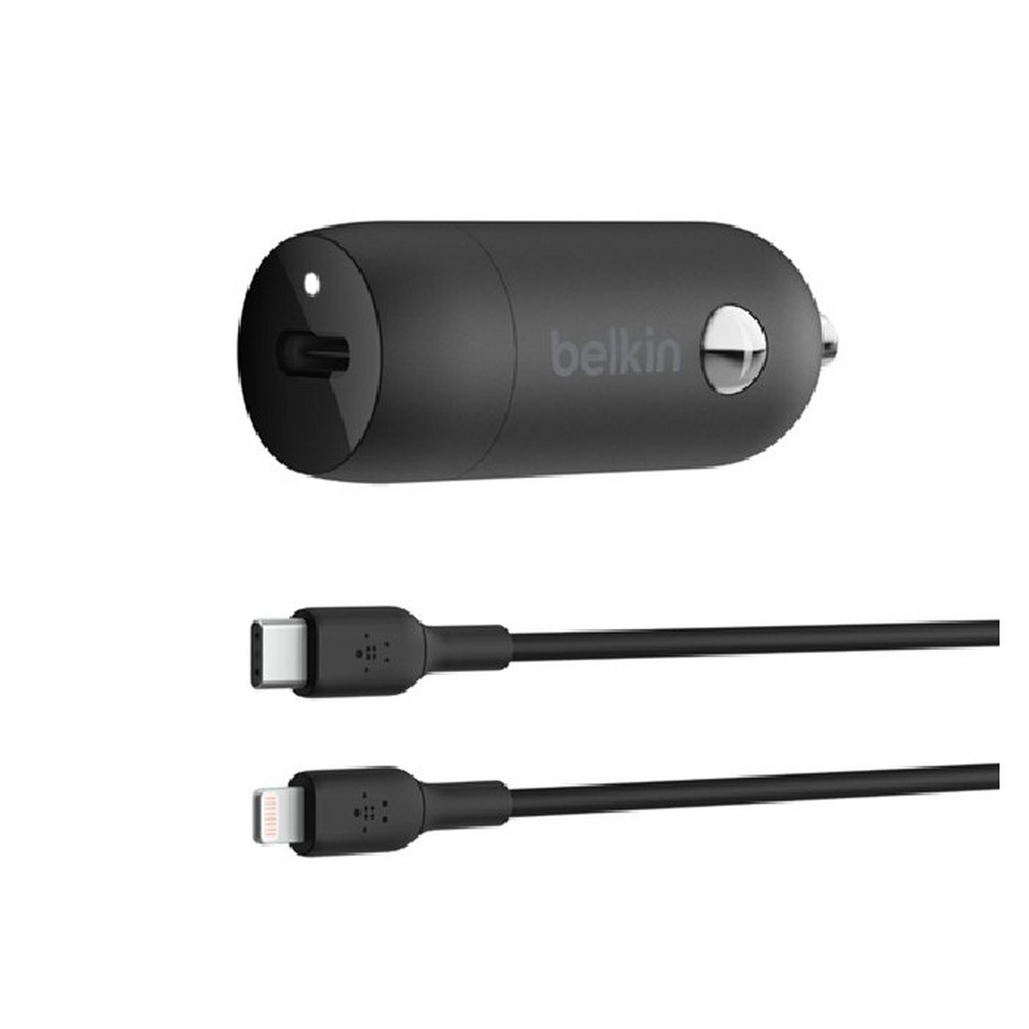 Belkin 30W USB-C Car Charger, USB-C to Lightning cable, CCA004bt1MBK-B5 - Black