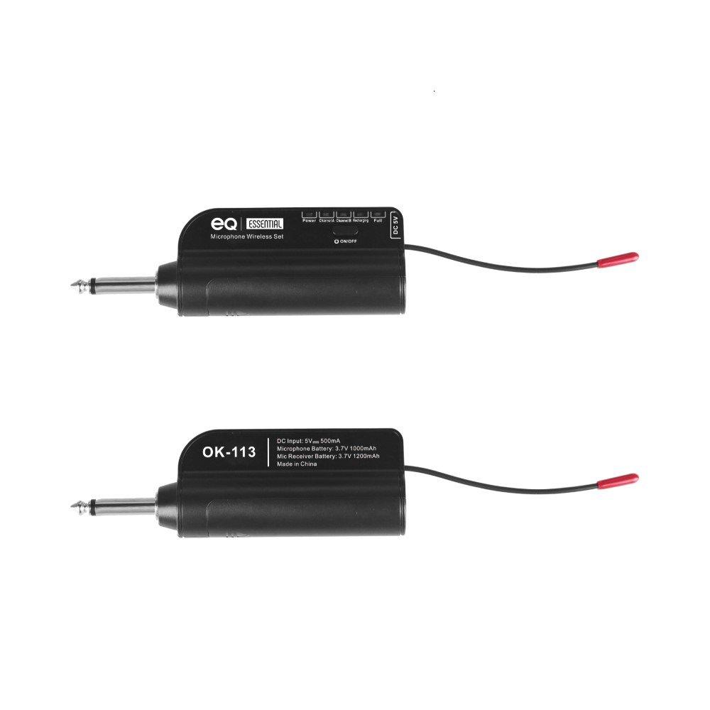 EQ Wireless Microphone Set, 2x UHF Microphones and 1x Signal Receiver, OK-113 - Black