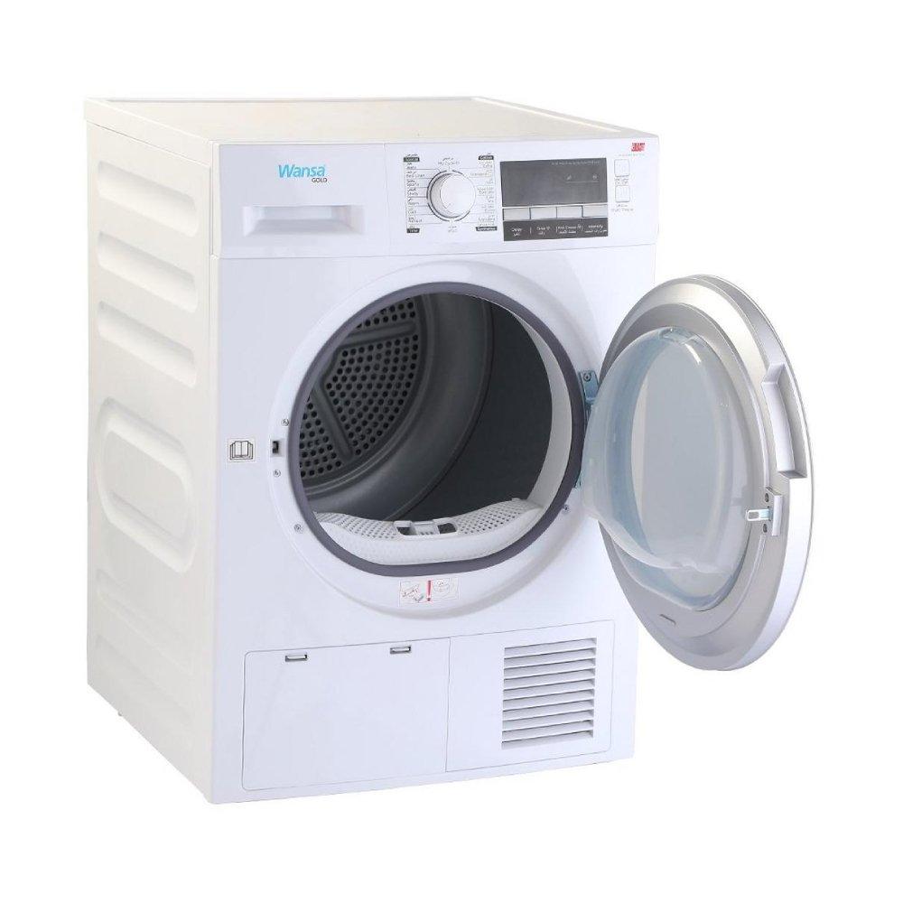 Wansa Gold 8kg Condenser Dryer + 8kg Front Load Washing Machine Bundle, WGFL8014+WGFCD807 - White
