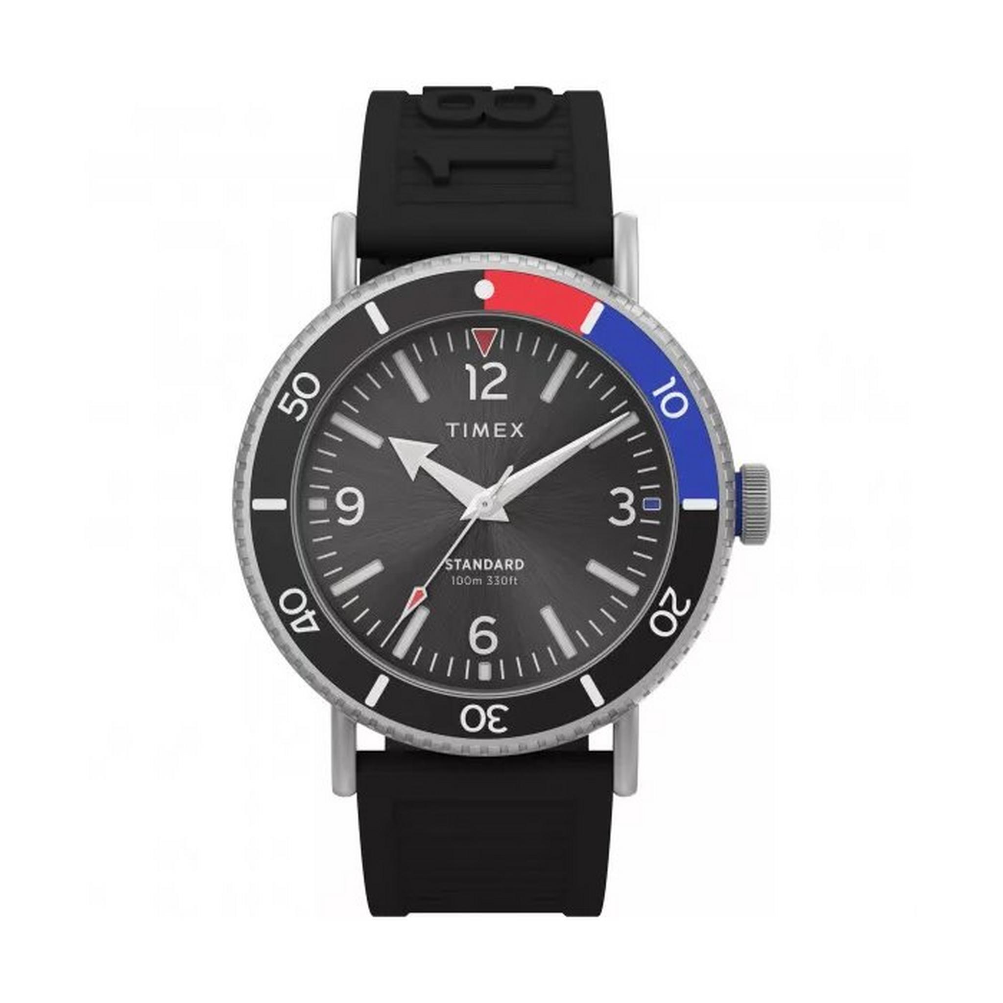 Timex Waterbury Men's Watch, Analog, 43mm, Resin Strap, TW2V71800 – Black