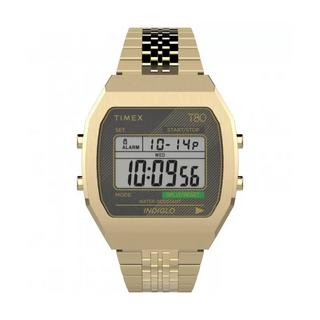 Buy Timex t80 unisex watch, digital, 36mm, stainless steel strap, tw2v74300 – gold in Kuwait