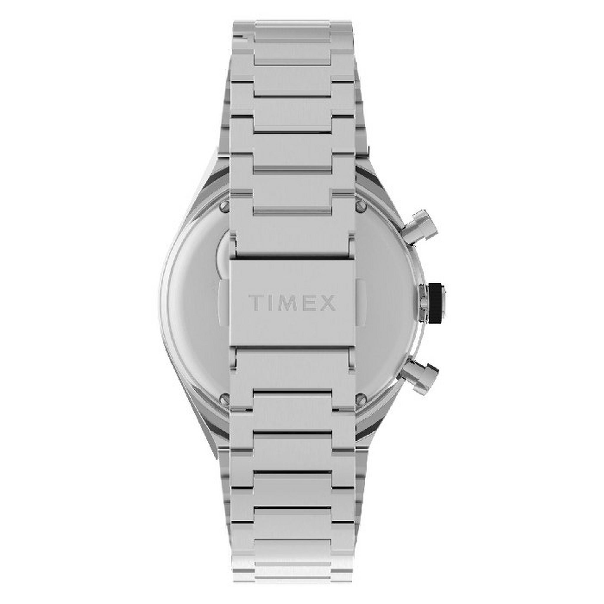 Timex Chronograph Q Gmt Watch for Men, Analog, 40mm, Stainless Steel Strap, TW2V69900 – Silver