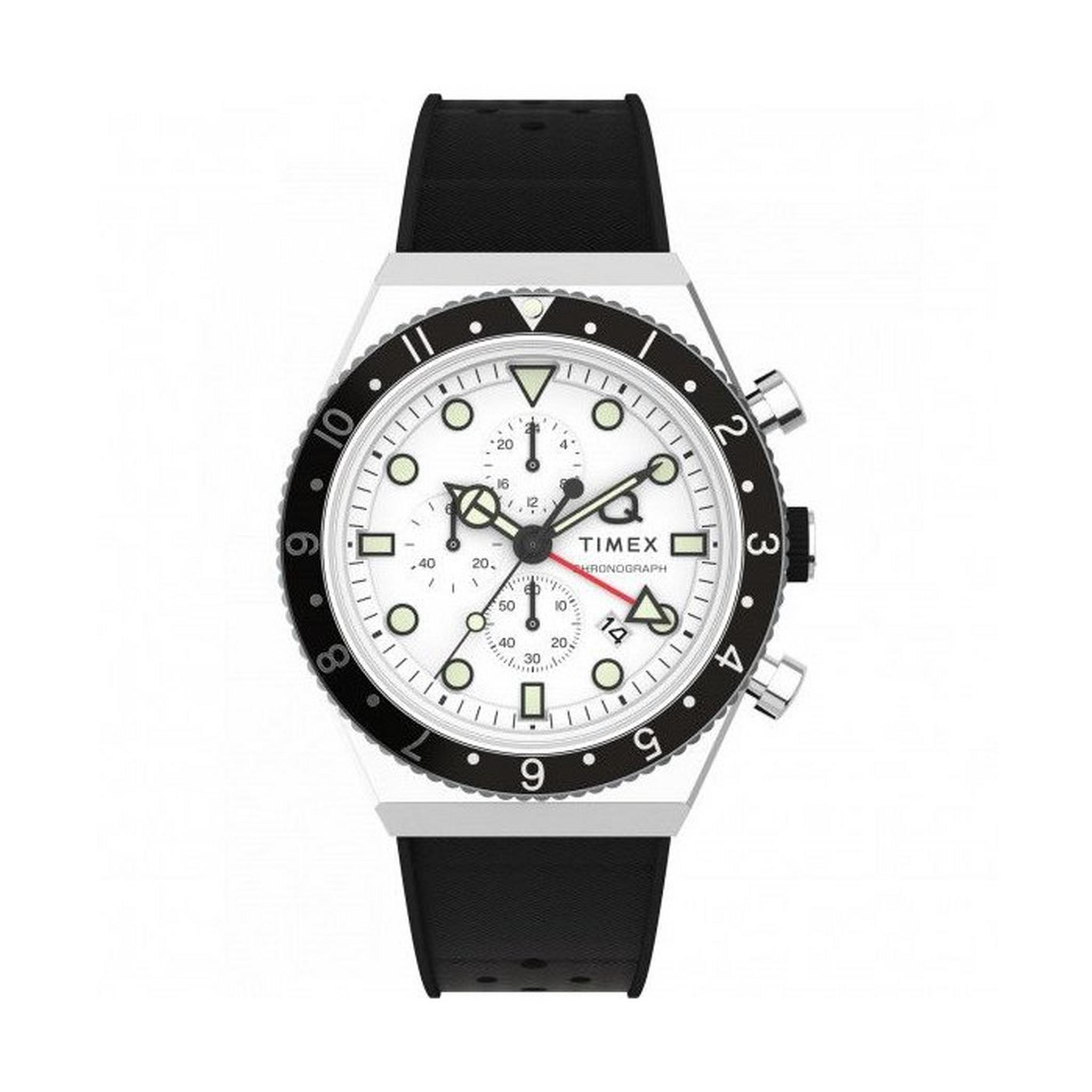 ساعة كيو للرجال من تايمكس، كرونوغراف، مقاس 40 ملم ، حزام مطاطي ، TW2V70100 - أسود
