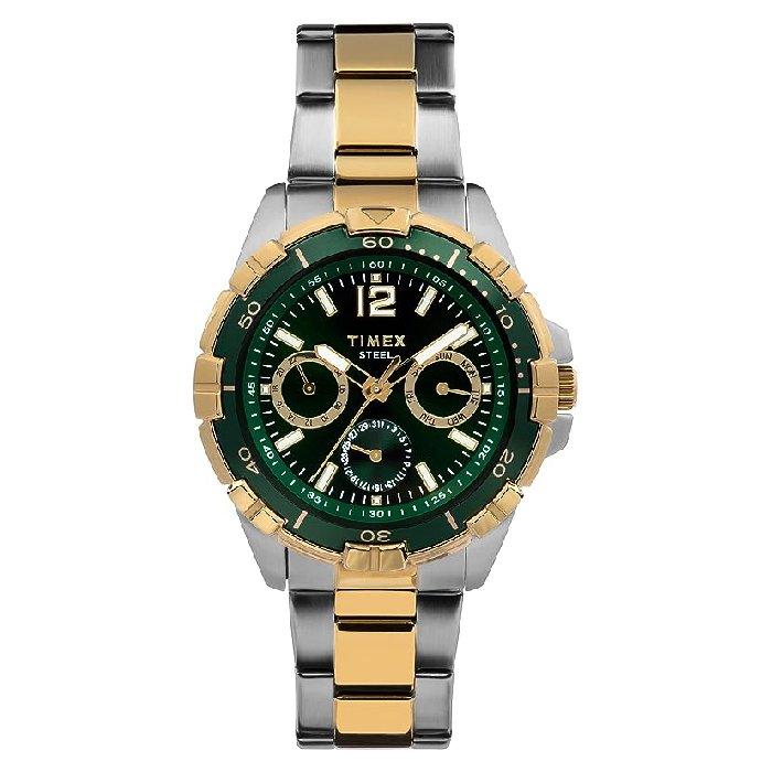 Timex watch for men, analog, stainless steel band, 44. 5mm, tw2v78700 silver/gold price in