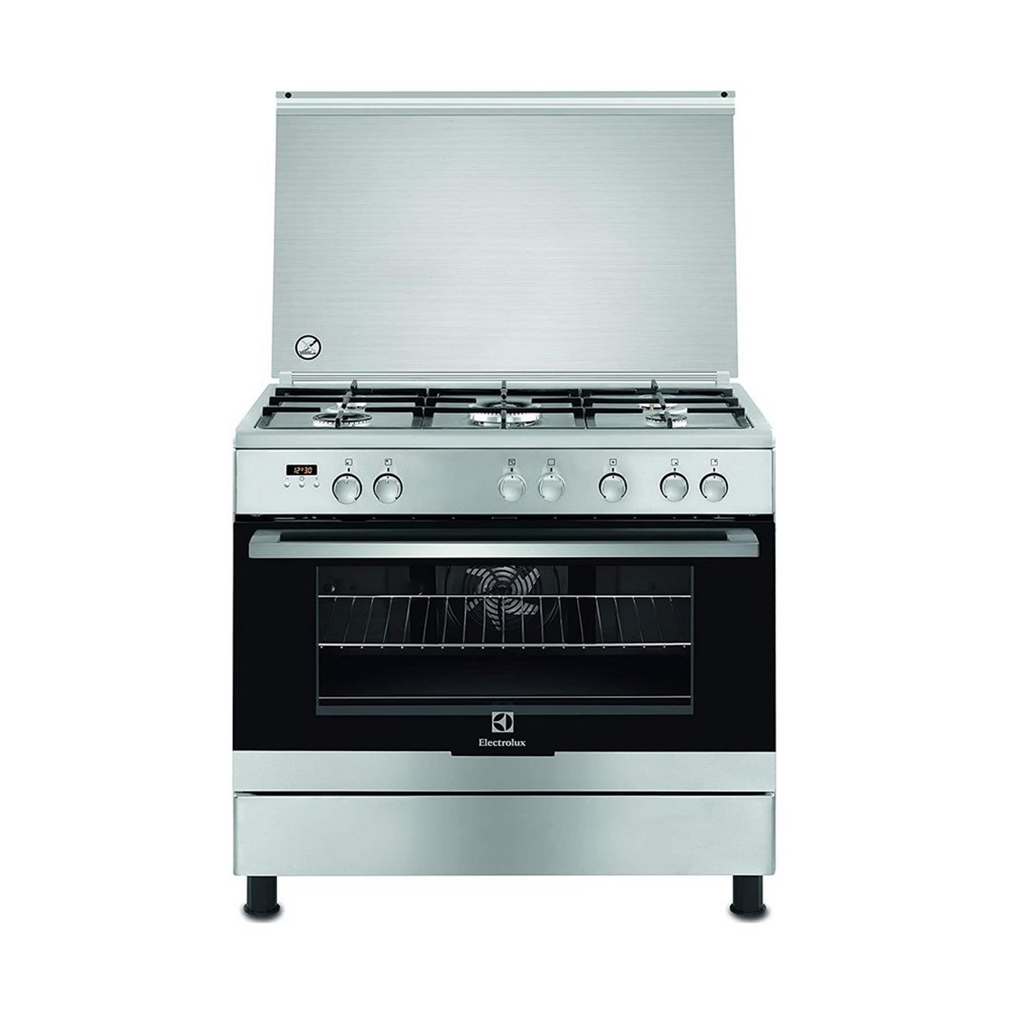 ELECTROLUX 5 Burners Gas Cooker with Electric Oven, 90X60cm, EKK925A0OX - Stainless Steel