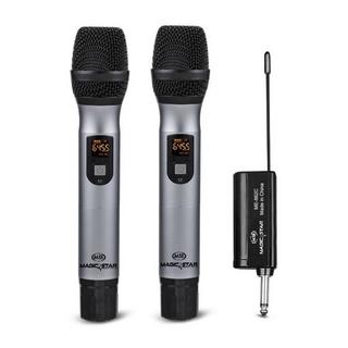 Buy Magic star uhf wireless microphones, me-862c – silver and black in Kuwait