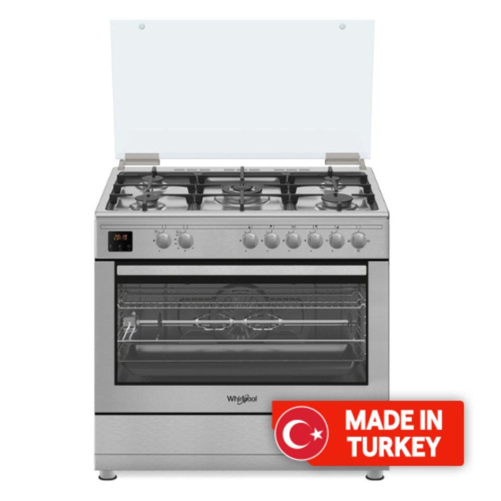 Whirlpool 5 Burners Gas Cooker, 90X60cm, WM9GC6DCX/MEA - Stainless Steel