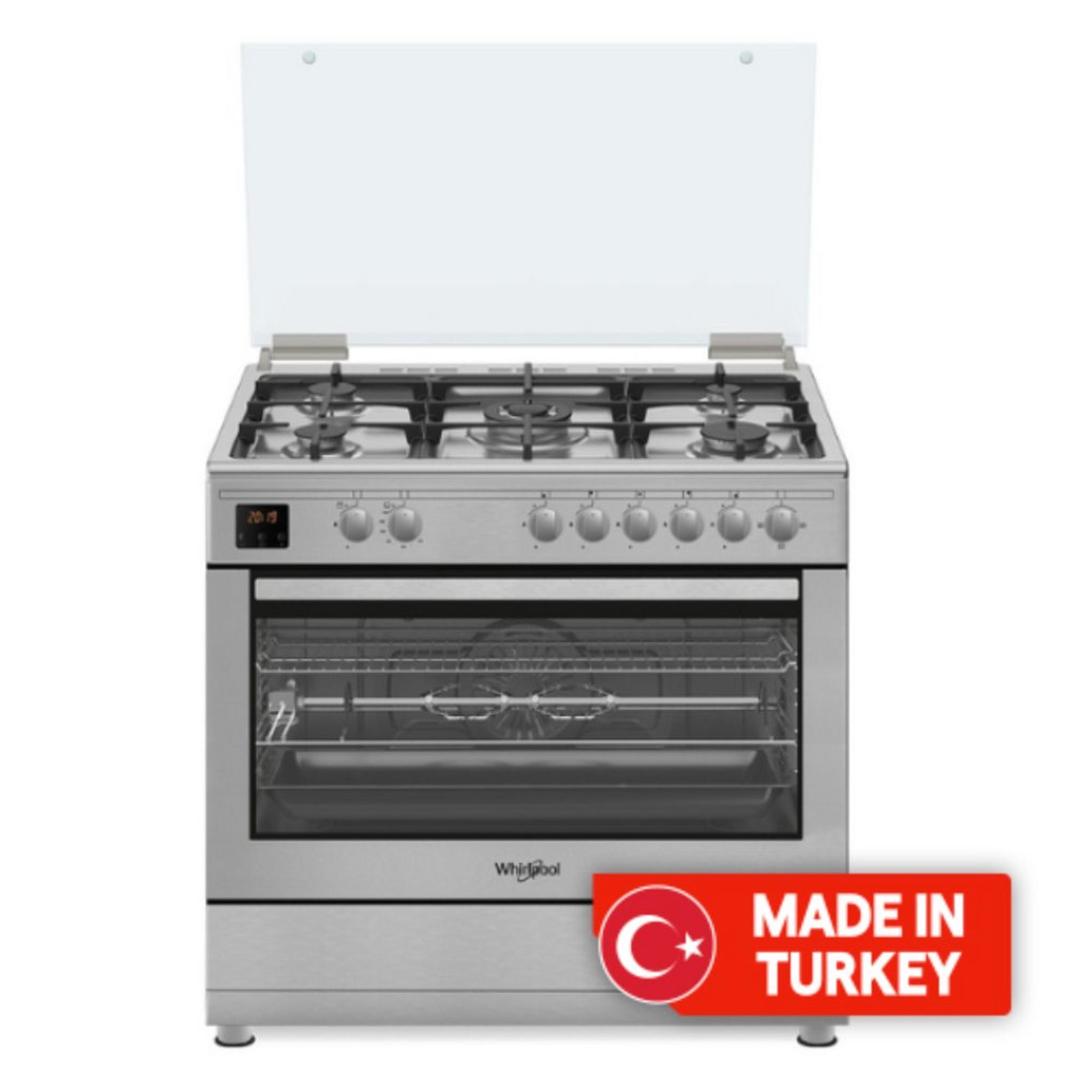 Whirlpool 5 Burners Gas Cooker, 90X60cm, WM9GC6DCX/MEA - Stainless Steel