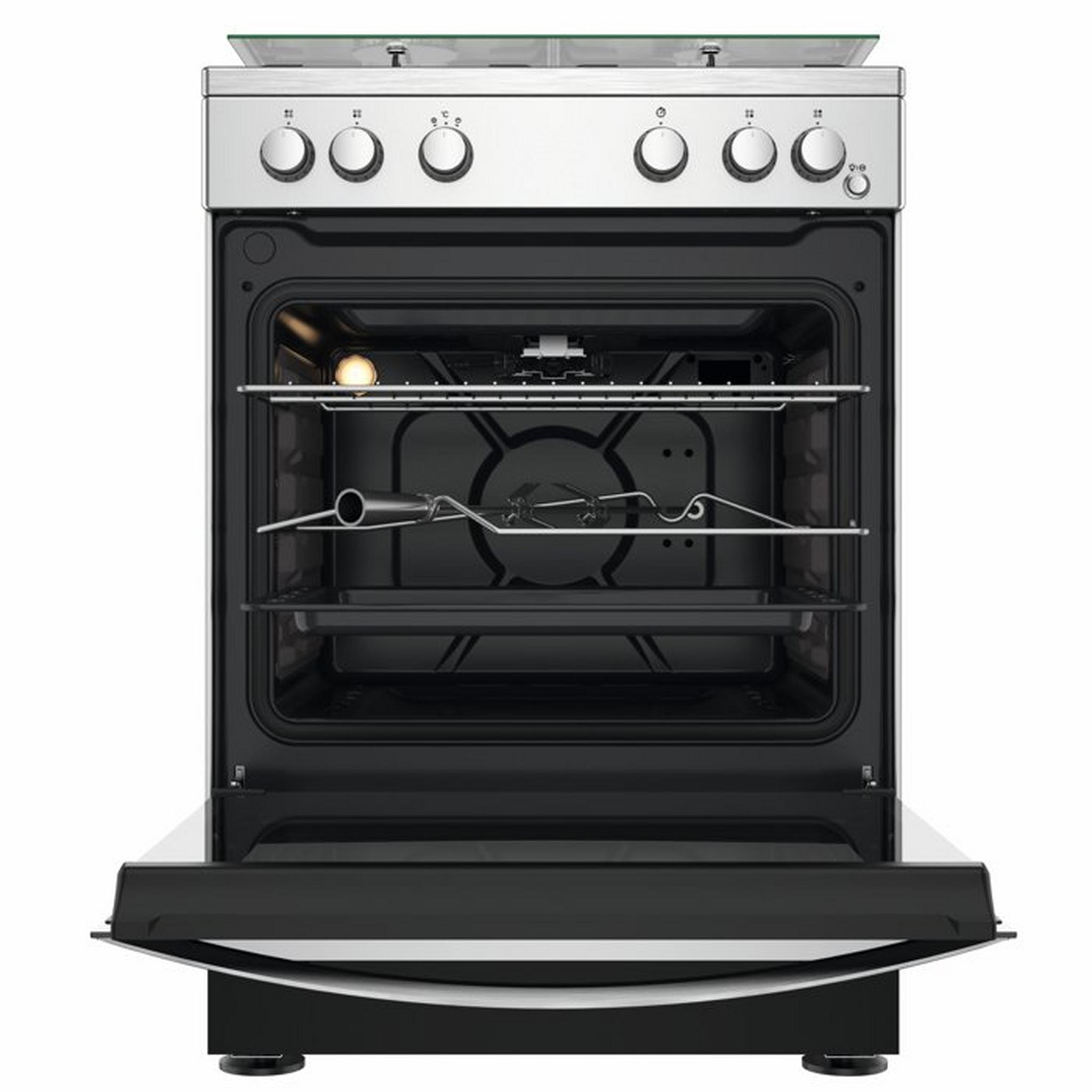Indesit 4 Burners Gas Cooker, 60X60cm, IS67G1PCX/MEA - Stainless Steel