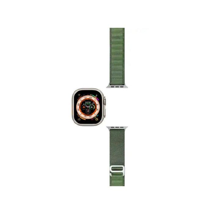 سوار نايلون لساعة ابل ألترا 49 ملم من هايفن، مقاس متوسط، ، HWS-AUMGN496494 - أخضر