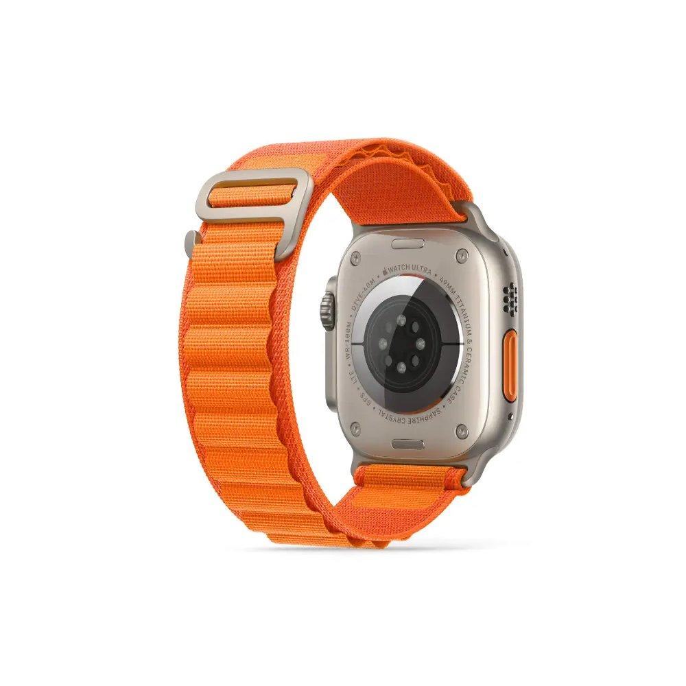 سوار نايلون لساعة ابل ألترا 49 ملم من هايفن، مقاس متوسط، ، HWS-AUMOR496487 - برتقالي