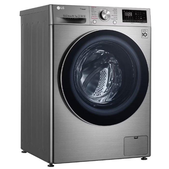 غسالة فيفاتشي تعبئة أمامية من إل جي, 10 كجم سعة الغسيل, 7 كجم سعة التنشيف, F4V5RGP2T - فضي