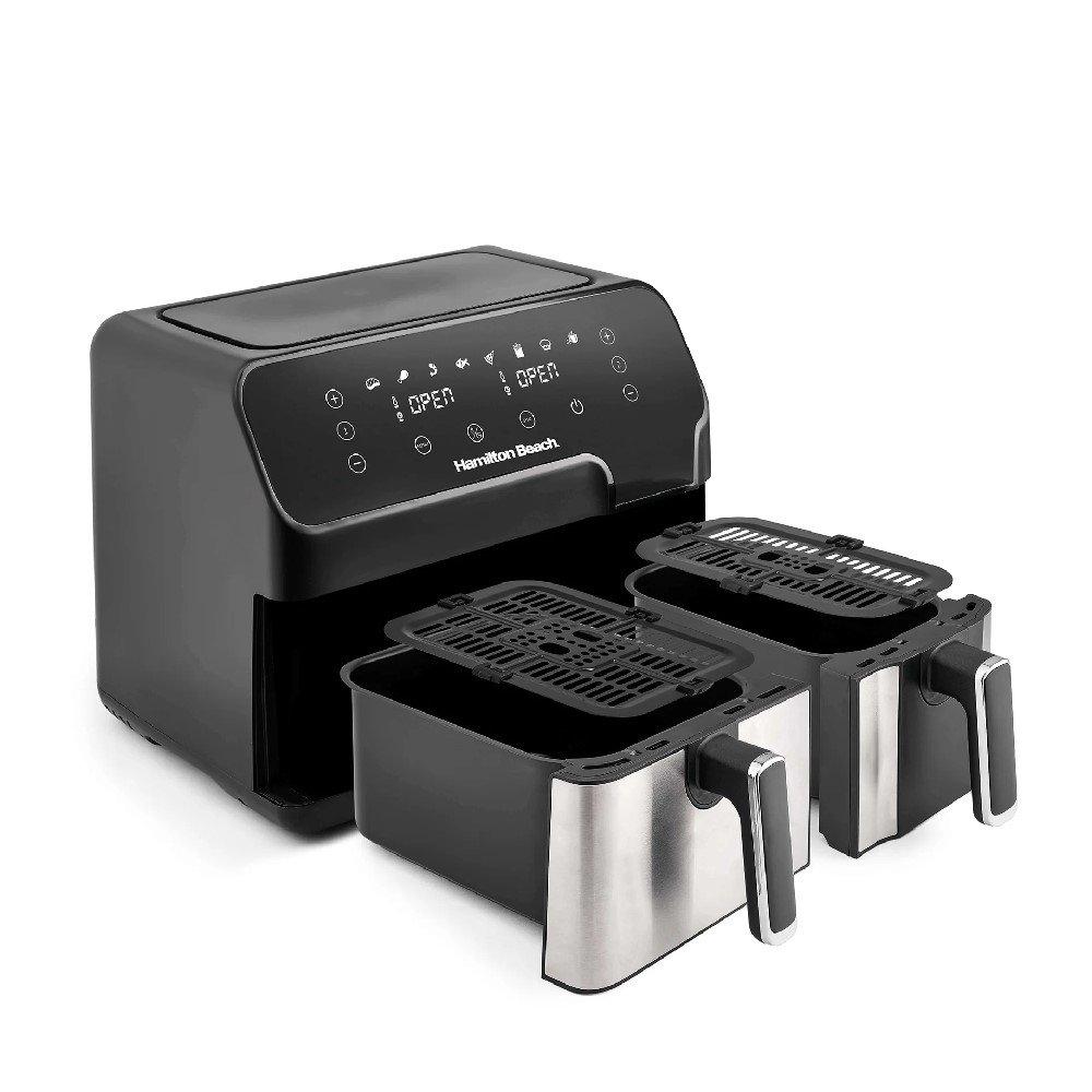 قلاية هوائية مزدوجة من هاميلتون بيتش، قدرة 1700 واط، سعة 8.5 لتر، AF5232-ME - أسود/فضي