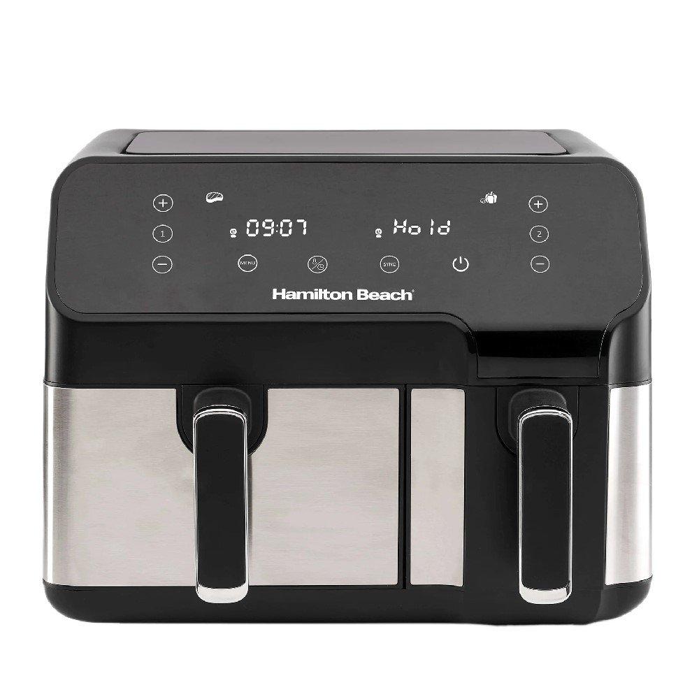 قلاية هوائية مزدوجة من هاميلتون بيتش، قدرة 1700 واط، سعة 8.5 لتر، AF5232-ME - أسود/فضي