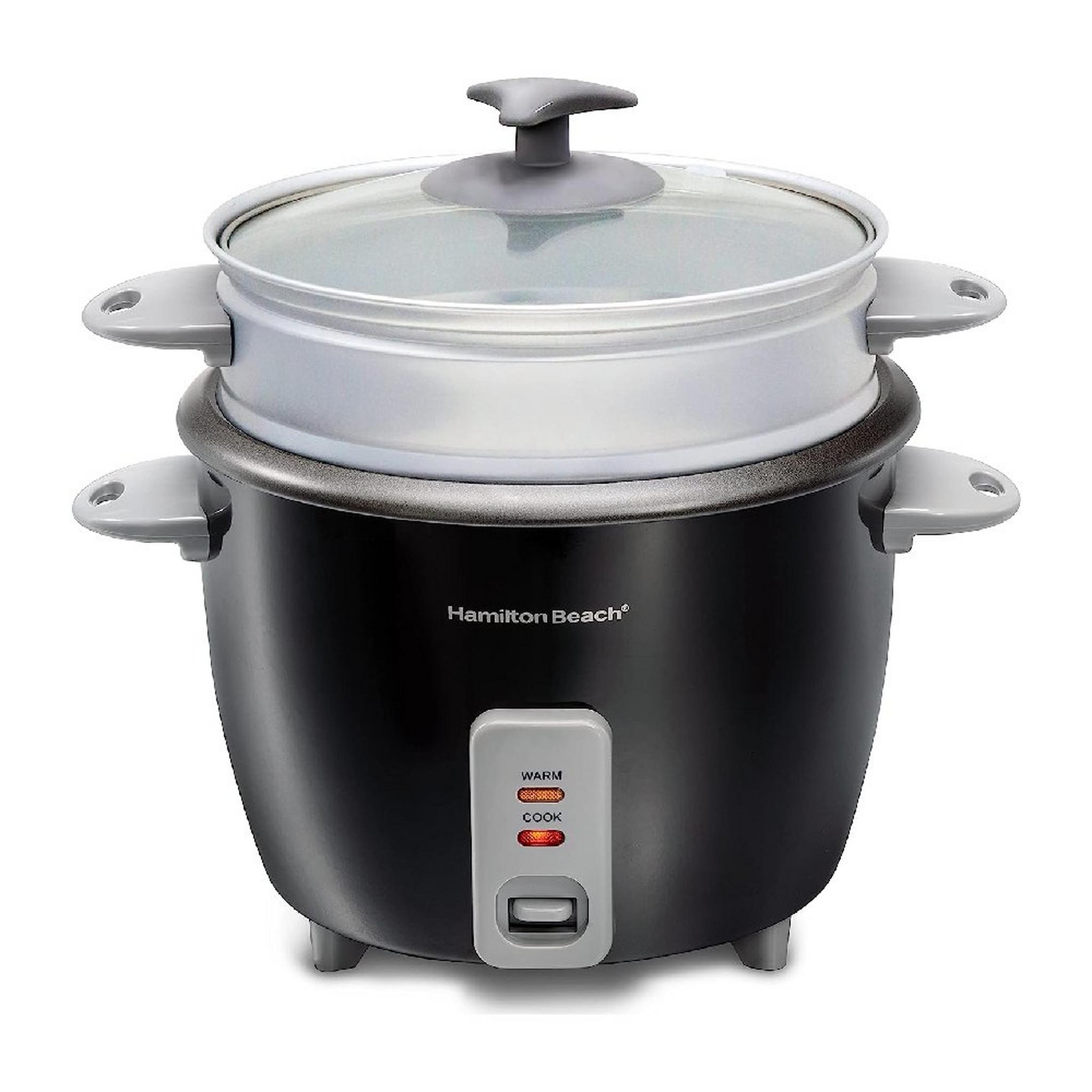 جهاز طهي الأرز والطبخ بالبخار من هاميلتون بيتش، 500 واط، 1.5 لتر، 37517-ME - أسود