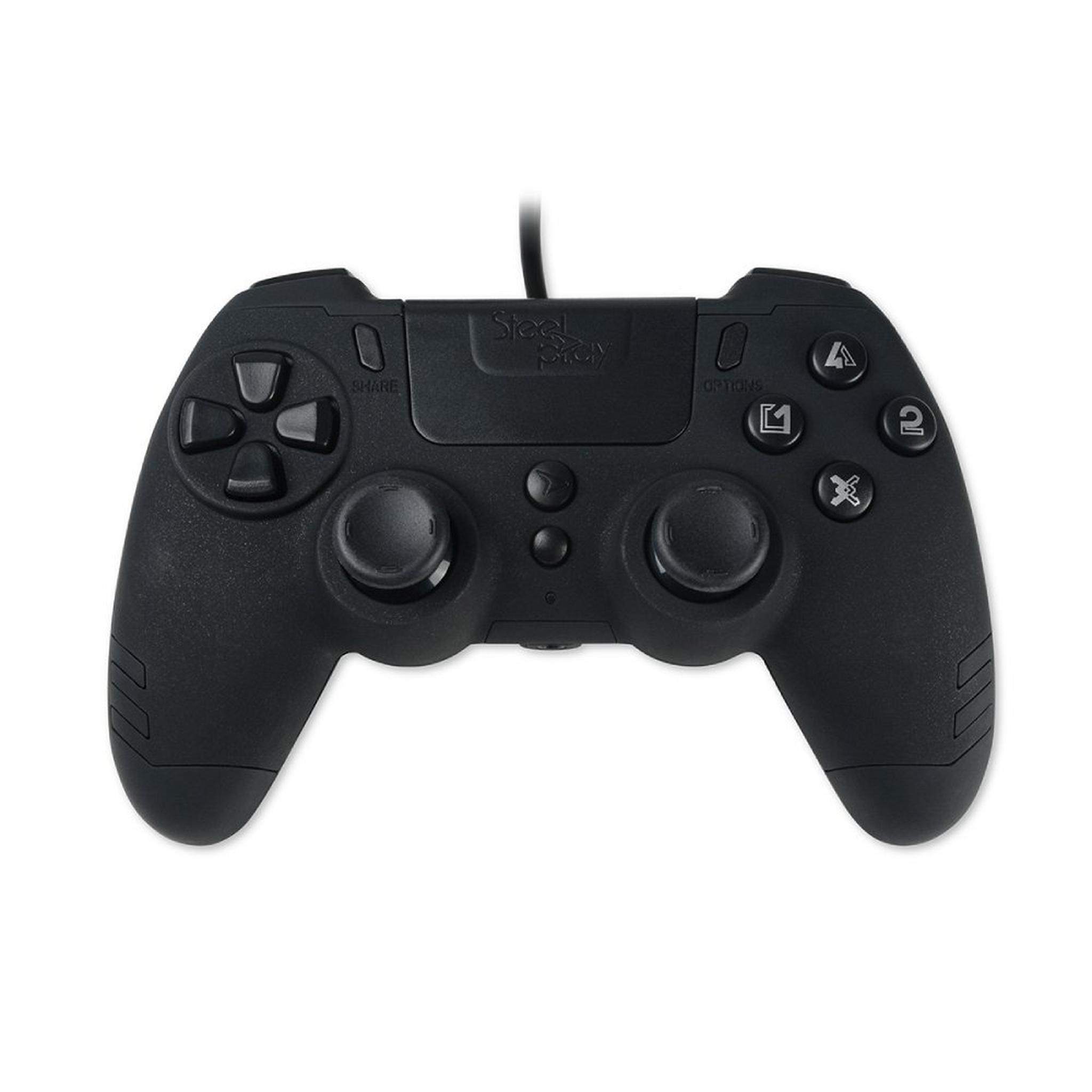 STEELPLAY PS4/PC SlimPack Wired Controller, JVAMUL00152– Black