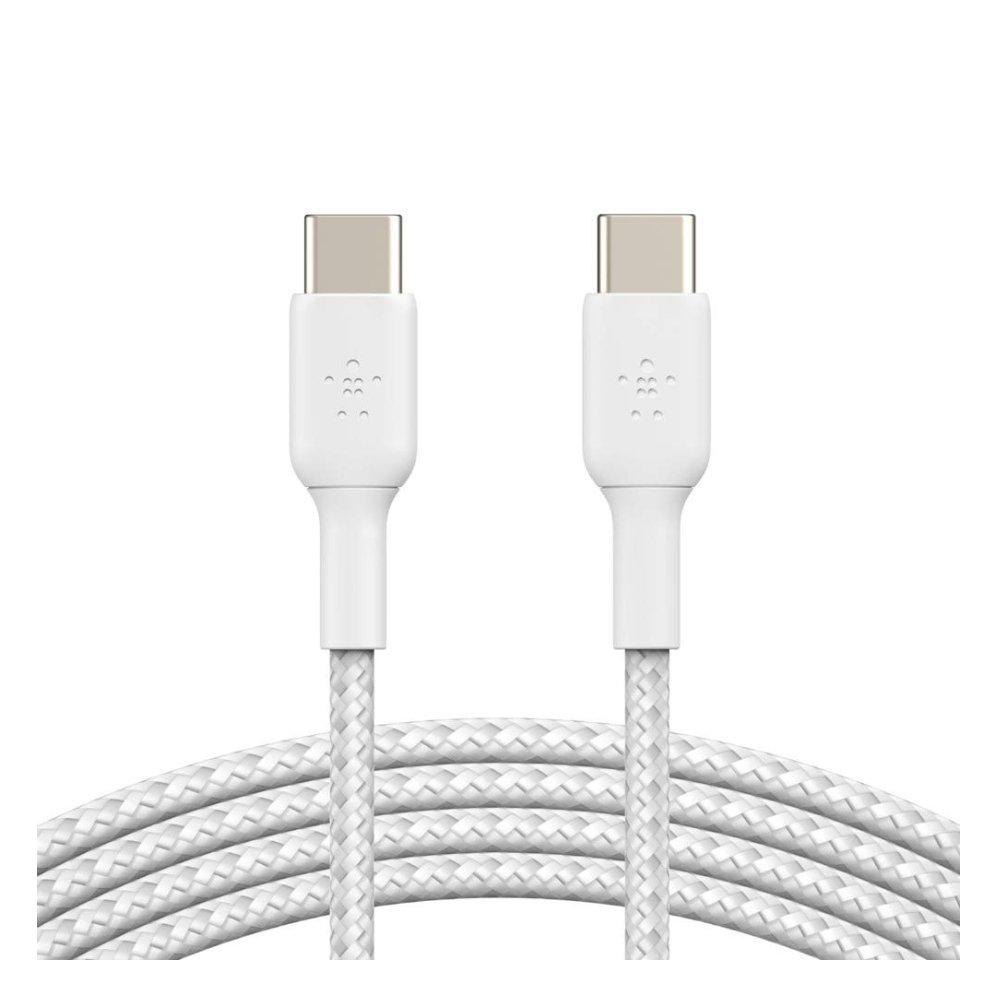 كابل بوست تشارج مضفر من بلكين يو اس بي سي إلى يو اس بي سي، 2 متر، مجموهة ثناشية، CAB004 - ابيض