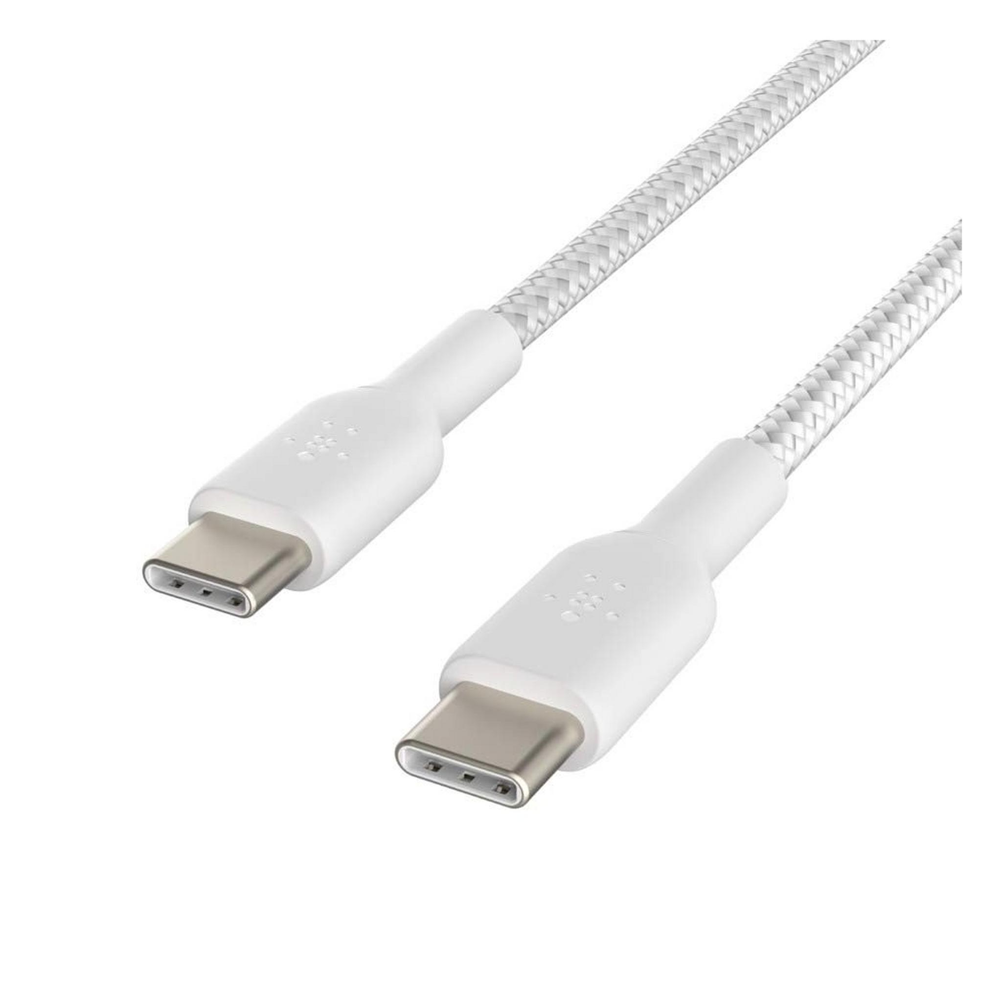 Belkin BoostCharge Braided USB-C to USB-C Cable, 2m, Twin Pack, CAB004 - White