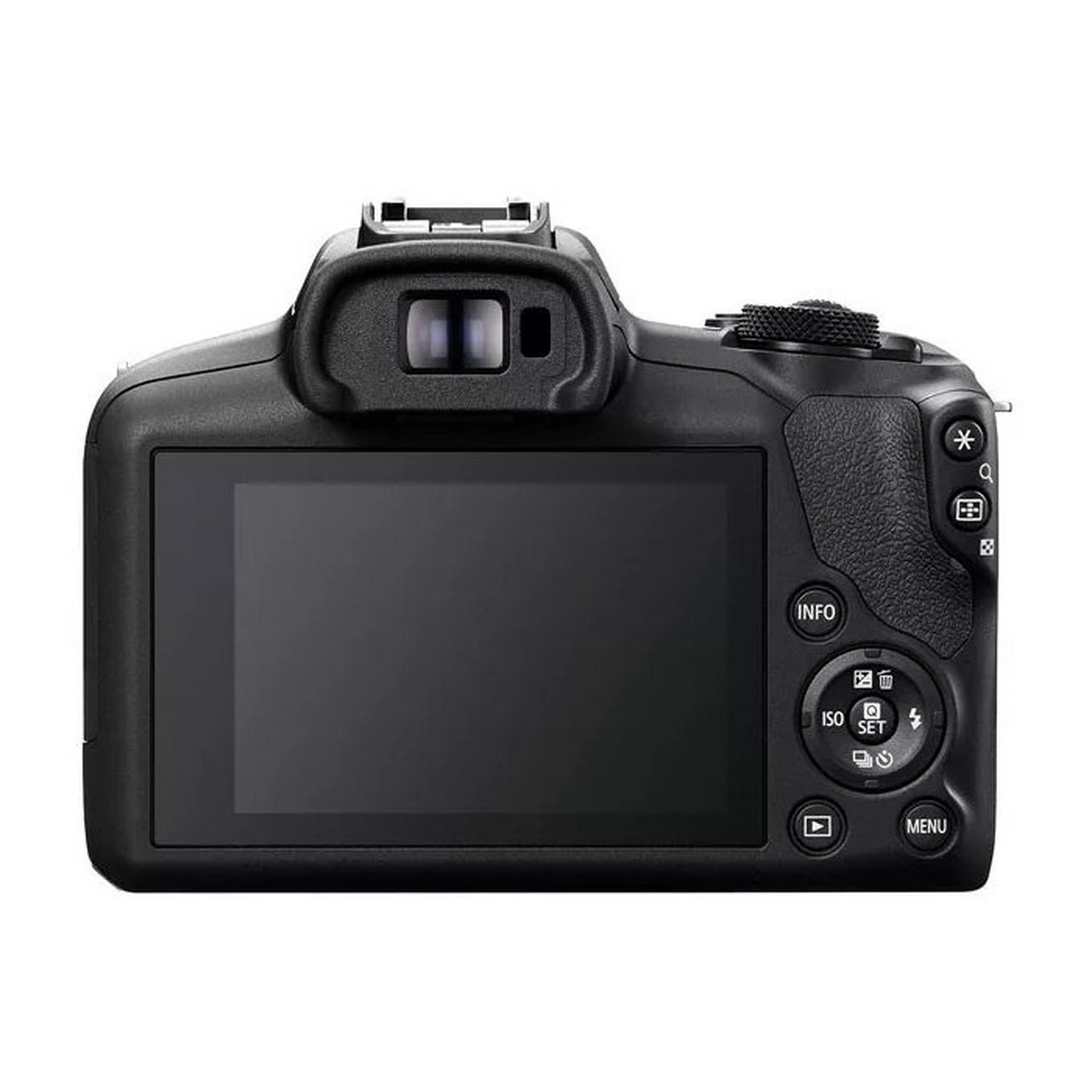 كاميرا إي أوه أس أر100 بدون مرآة مع طقم عدسات 18-45 ملم و55-210 ملم من كانون، 6052C023AA - أسود