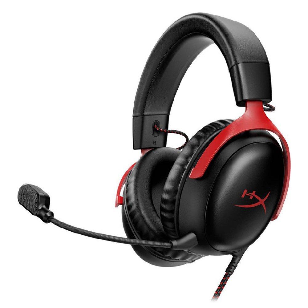 HyperX Cloud III Wired Gaming Headset for PC, PS5, PS4, Xbox Series, 727A9AA - Black and Red