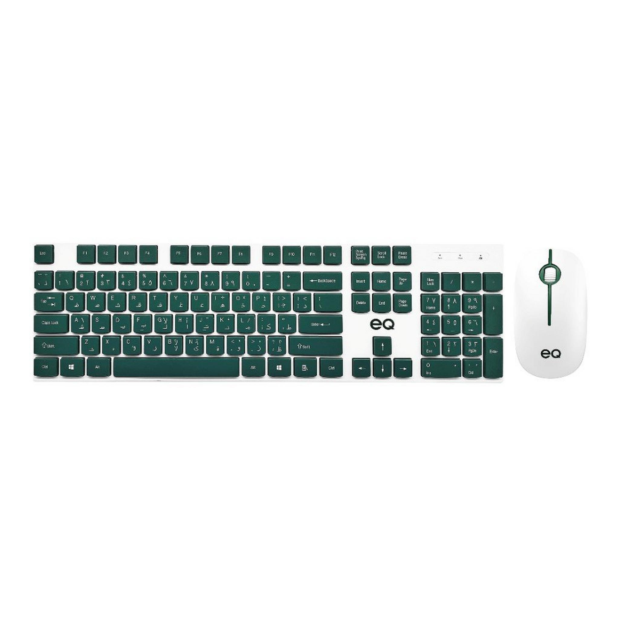 EQ 2.4G Wireless Arabic & English Keyboard + Mouse – Green/White