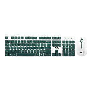 اشتري لوحة مفاتيح 2. 4جي باللغة العربية والانجليزية + ماوس لاسلكي من اي كيو- أخضر/أبيض في الكويت
