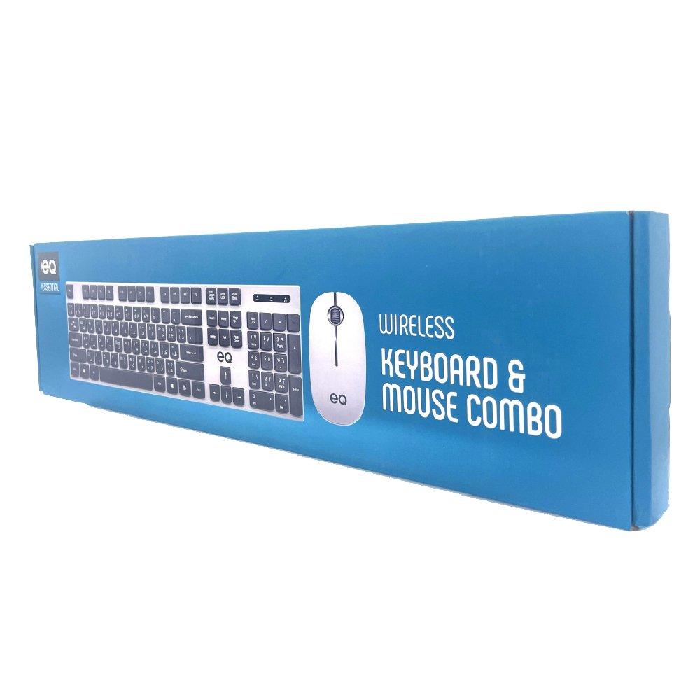 لوحة مفاتيح 2.4جي باللغة العربية والانجليزية مع ماوس لاسلكي من اي كيو-  أسود/رمادي