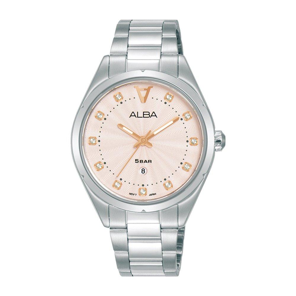 Buy Alba signa ladies watch,analog, 34mm, stainless steel strap, ah7bp7x1 - silver in Kuwait