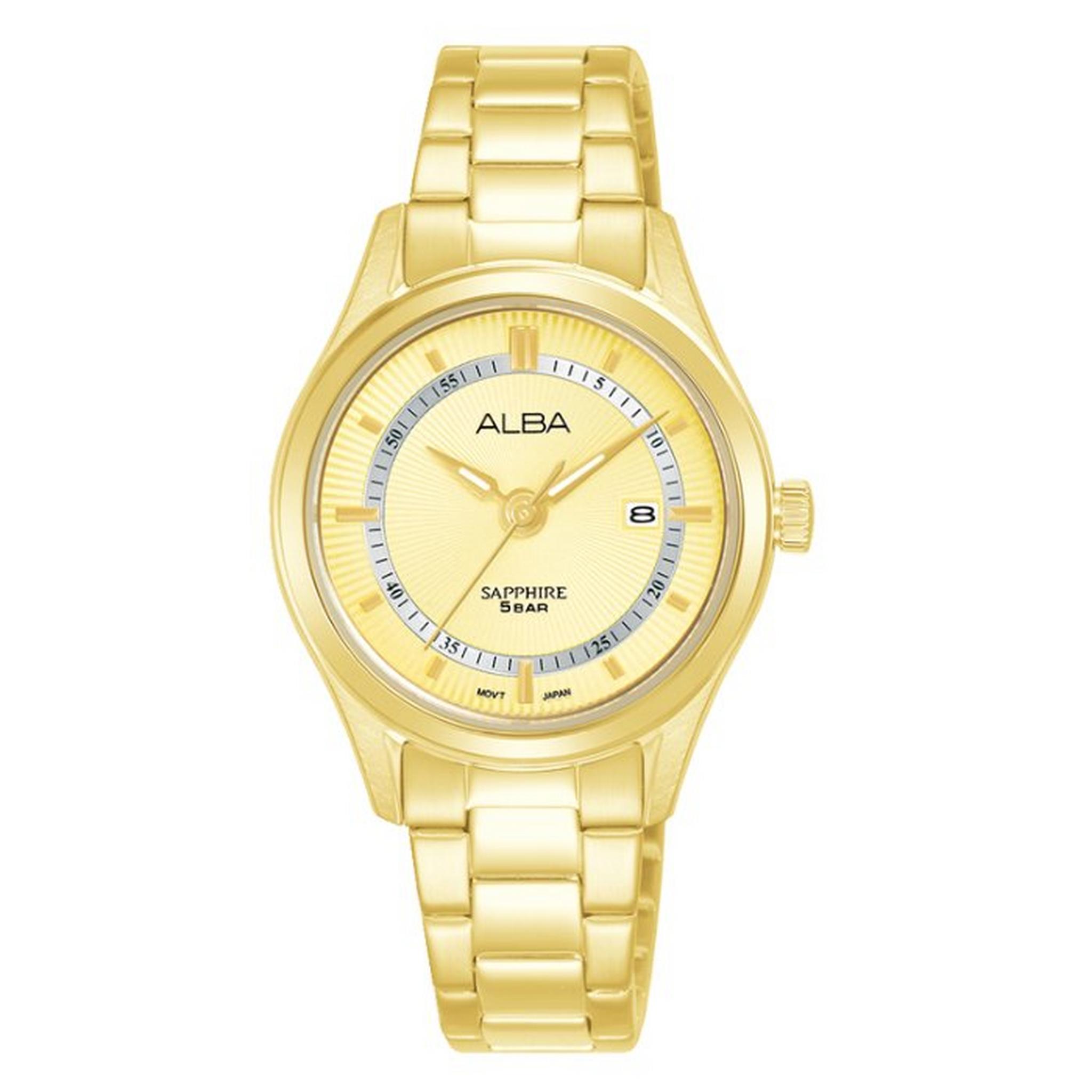 Alba Prestige Ladies Watch, Analog , Stainless Steel Strap, AH7BQ0X1 - Gold