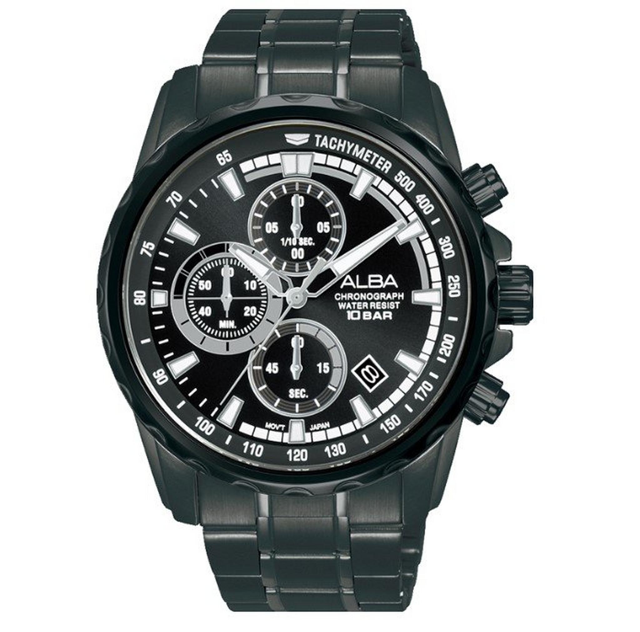 Alba Active Men's Watch, Analog , 43mm, Stainless Steel Strap, AM3921X1 - Black