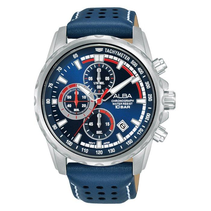 Buy Alba active men's watch, analog , 43mm, leather strap, am3937x1 - blue in Kuwait
