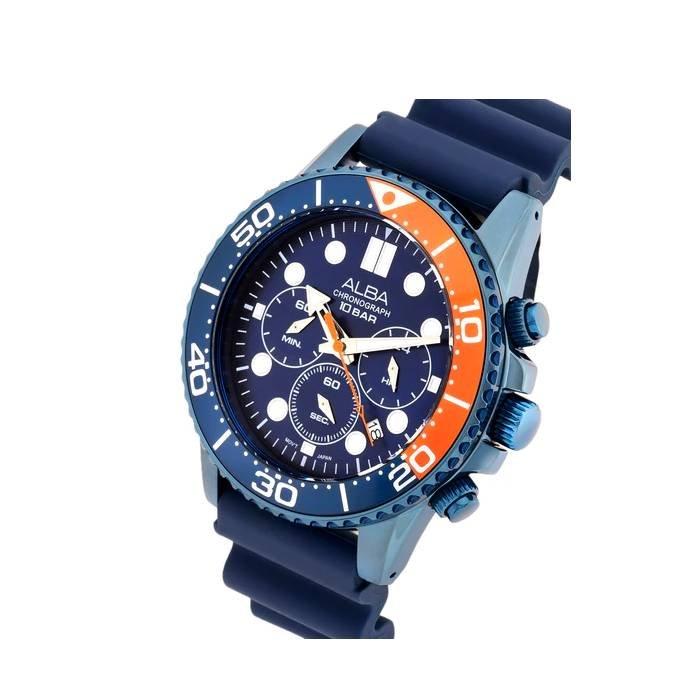Alba Active Men's Watch, Analog , 45mm, Silicone Strap, AT3J45X1 - Blue