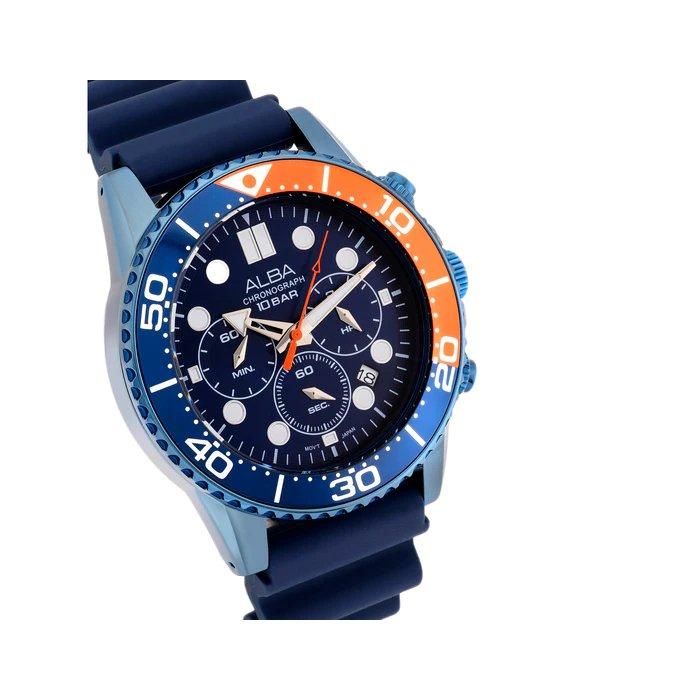 Alba Active Men's Watch, Analog , 45mm, Silicone Strap, AT3J45X1 - Blue