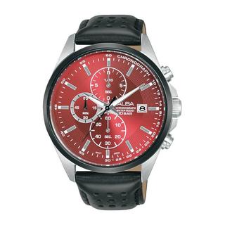 Buy Alba active watch for men, analog, 43mm, leather strap, am3949x1 – black in Kuwait