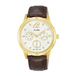 Buy Alba fashion watch for women, analog, 36mm, genuine leather strap, ap6718x1 – brown in Kuwait