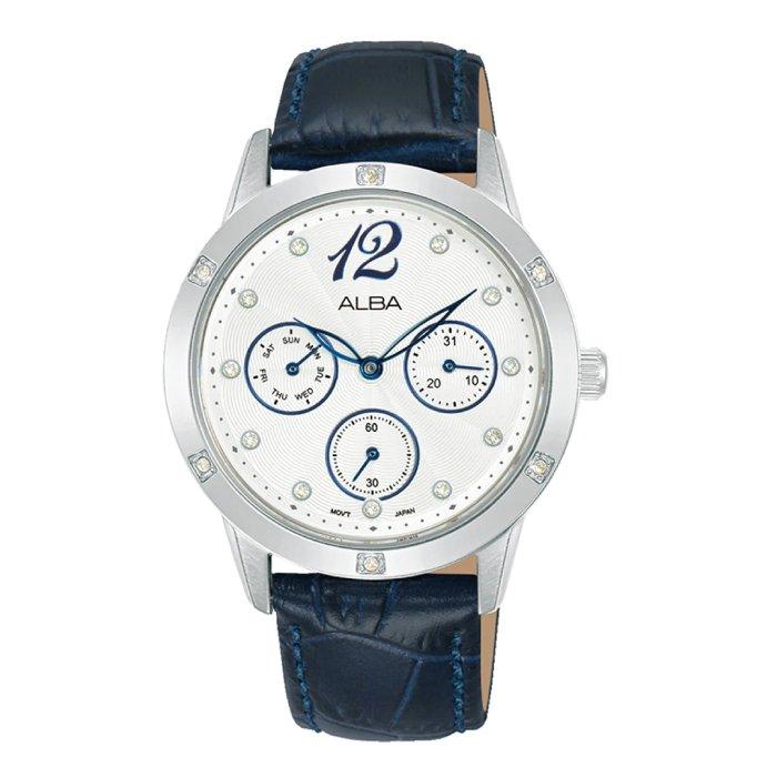 Buy Alba fashion watch for women, analog, 36mm, genuine leather strap, ap6719x1 – blue in Kuwait