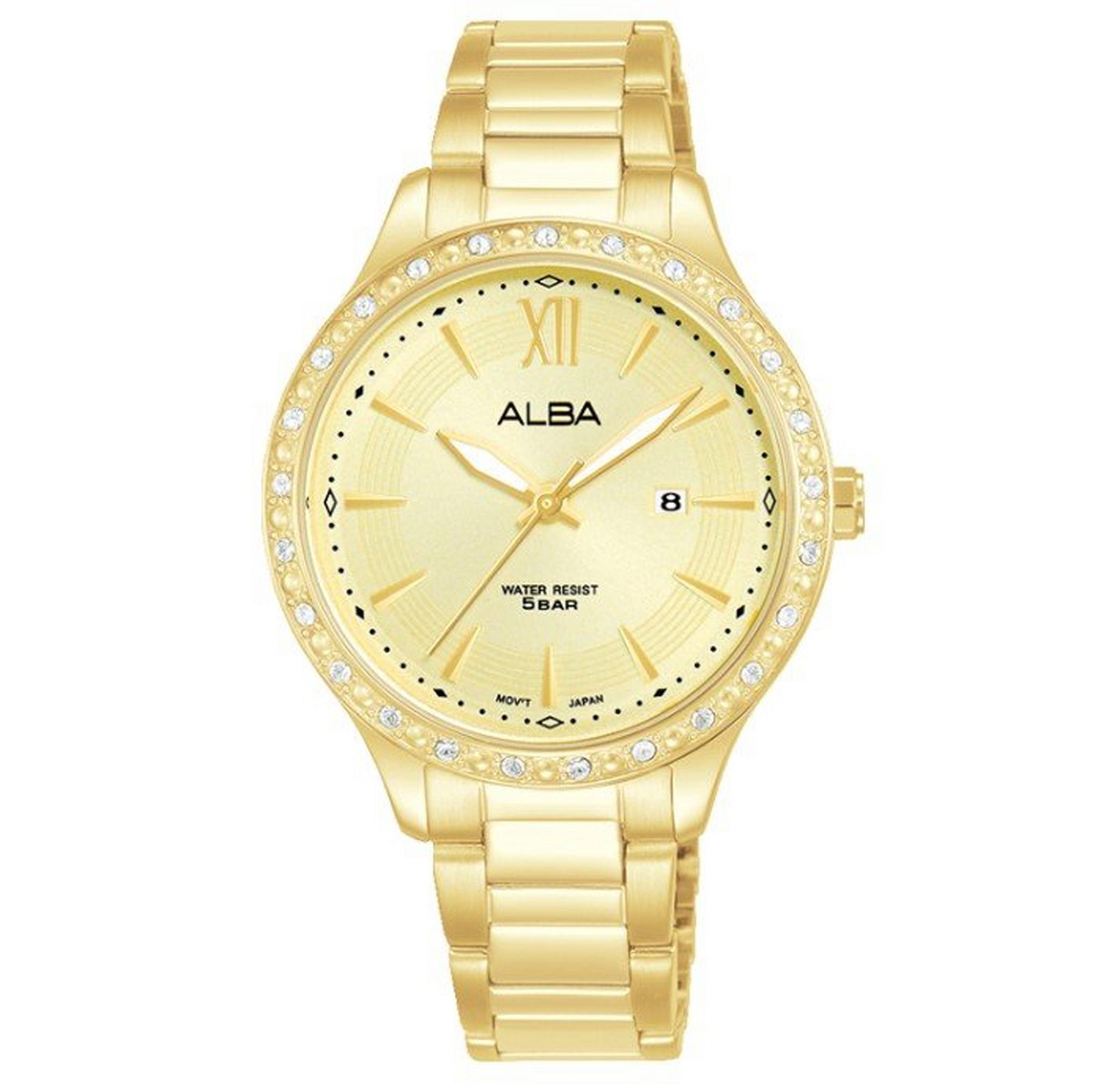 Alba Fashion Ladies Watch, Analog, 33mm, Stainless Steel Strap, AH7BX4X1 - Light Gold