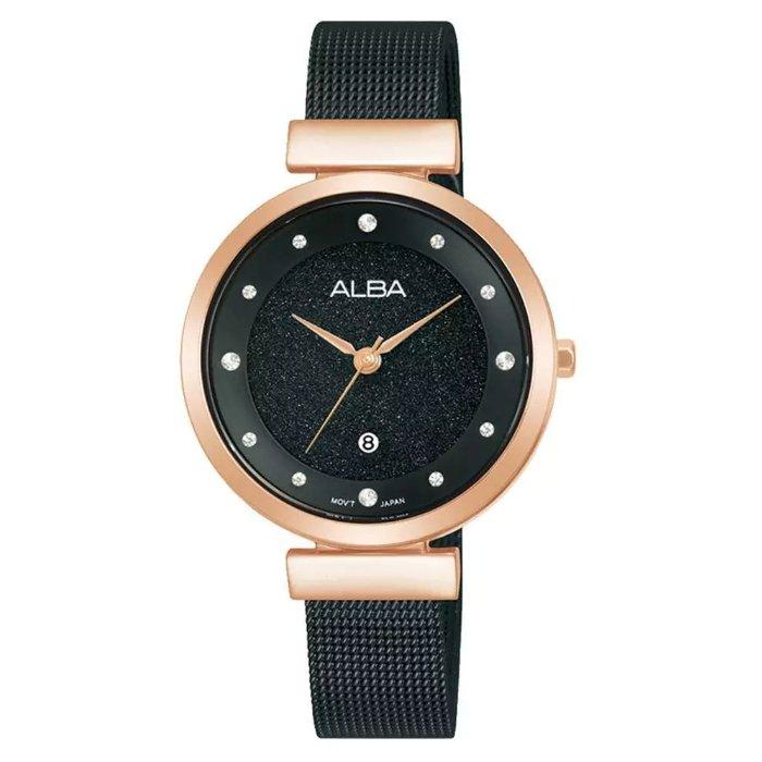 اشتري ساعة فاشين للنساء من ألبا، أنالوج، 32 مم، سوار من الستانليس ستيل، ah7bz8x1 - أسود في الكويت